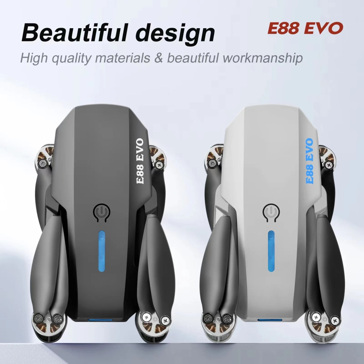 NM58803 E88 Evo E88 Pro Brushless Motor RC Drone 8K Dual Camera Optical Flow Foldable Helicopter Aircraft Quadcopter Drone - Black