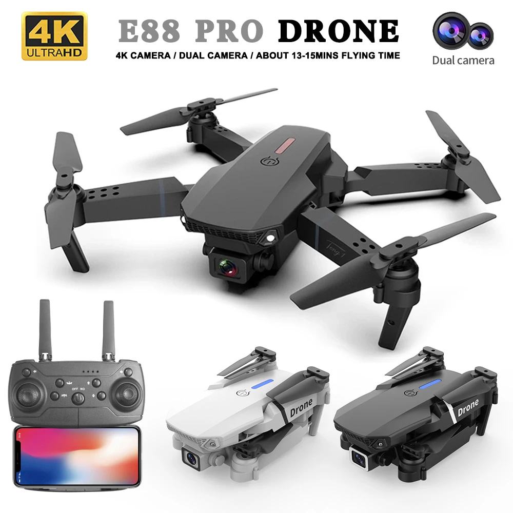 NM58858 E88pro 4K HD Dual Camera Drone Optical Flow Aerial Photography Four Axis Aircraft Fixed Height Remote Control Aircraft Toy -  UNO1RC