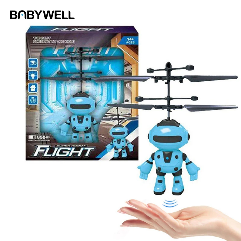NM58905 RC Airplane Infrared Induction USB Charging Plastic Mini Fly Robot Electronic Aircraft Suspension Toys Kid Xmas Gifts