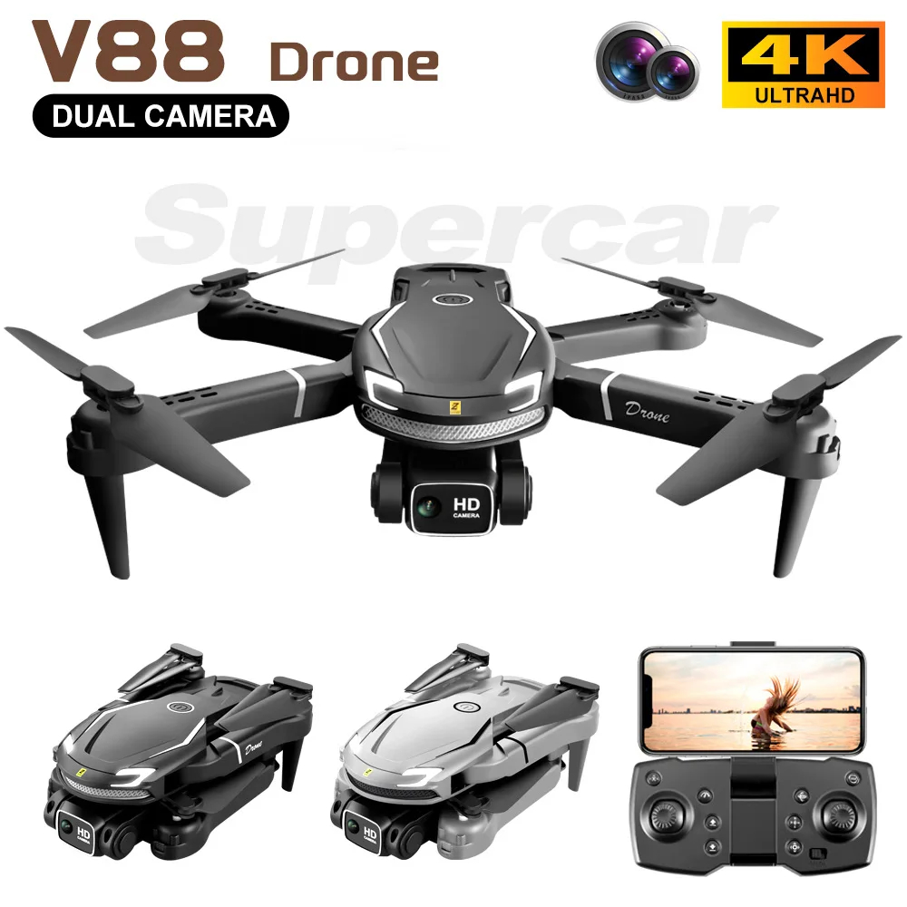 NM58925 V88 Drone with Wide Angle HD 4K Dual Camera 5G Wi-Fi FPV Height Hold Foldable Quadcopter RC Helicopters Drones Boys Toy Gift