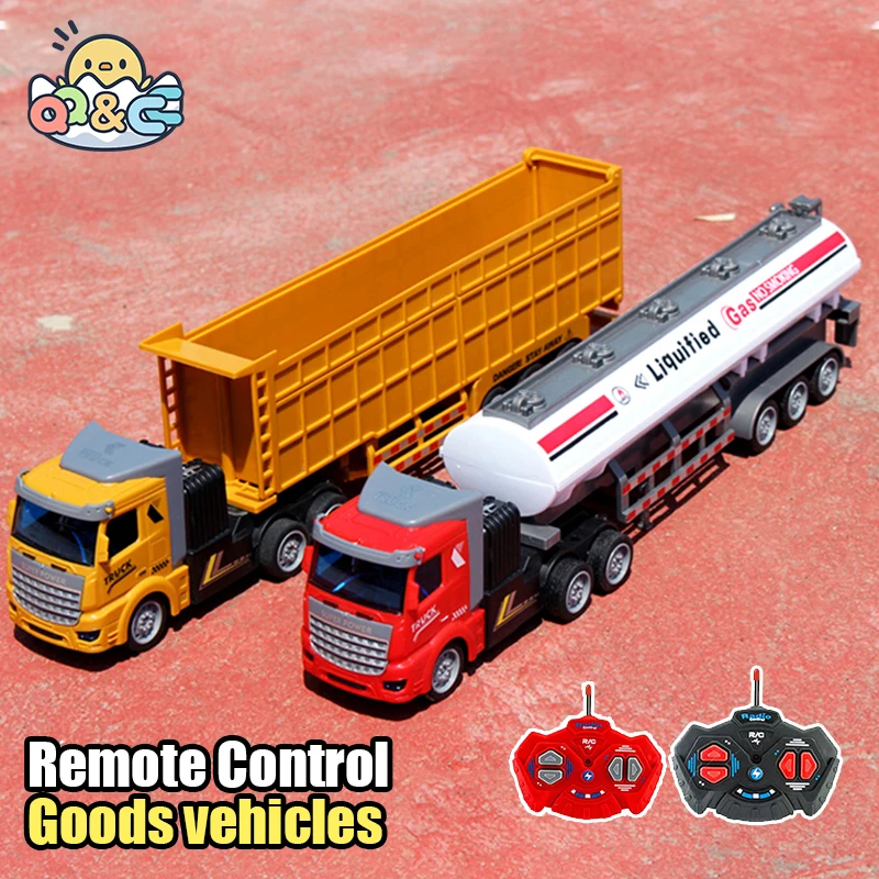 NM58945 36 cm Big RC Truck Model 27 MHz Wireless Remote Control Dump Truck Transporter Container Truck RC Car Toys for Boy Kid Child