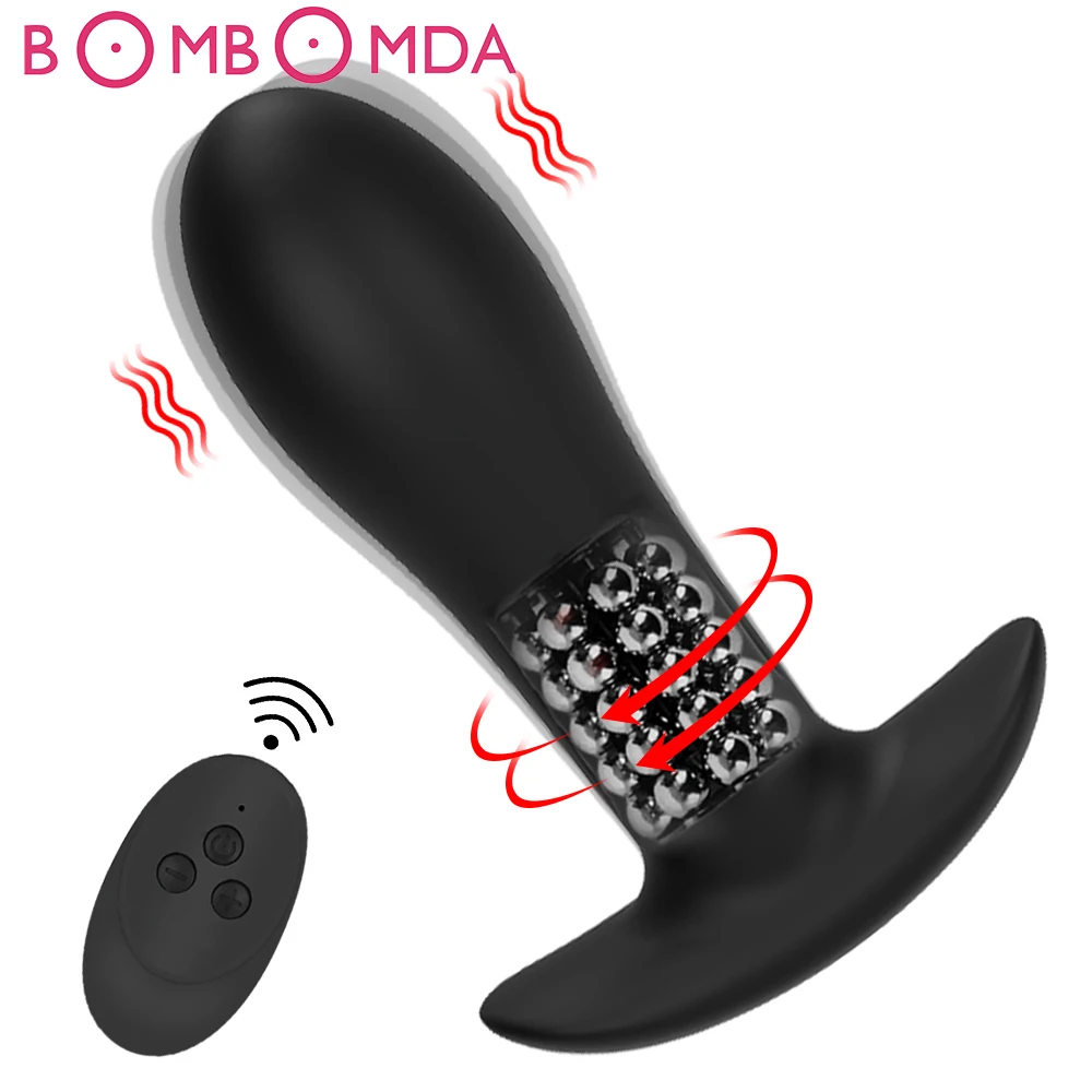 NM58781 Vibrator Rotation Beads Butt Plug Male Prostate Massager Wireless Remote Control Wearable Anus Sex Toys for Women Men Adult