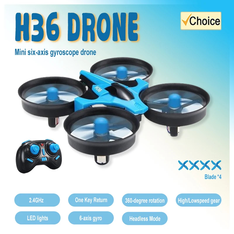 NM58823 H36 Mini RC Drone 6-Axis Headless Mode Helicopter 360 Deg Flip Remote Control Quadcopter One Key Return Drone Toy Gift