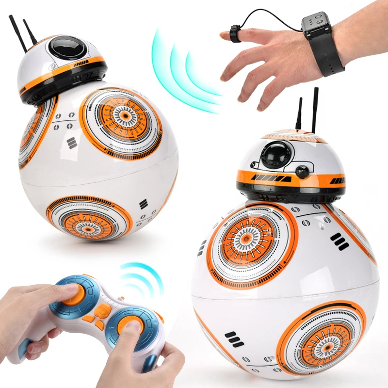 Robot 2.4G Radio Remote Control with Sound Watch Gesture Induction Sensor Intelligent Robot Car Model Kid Electronic Toy Gift - White & Orange
