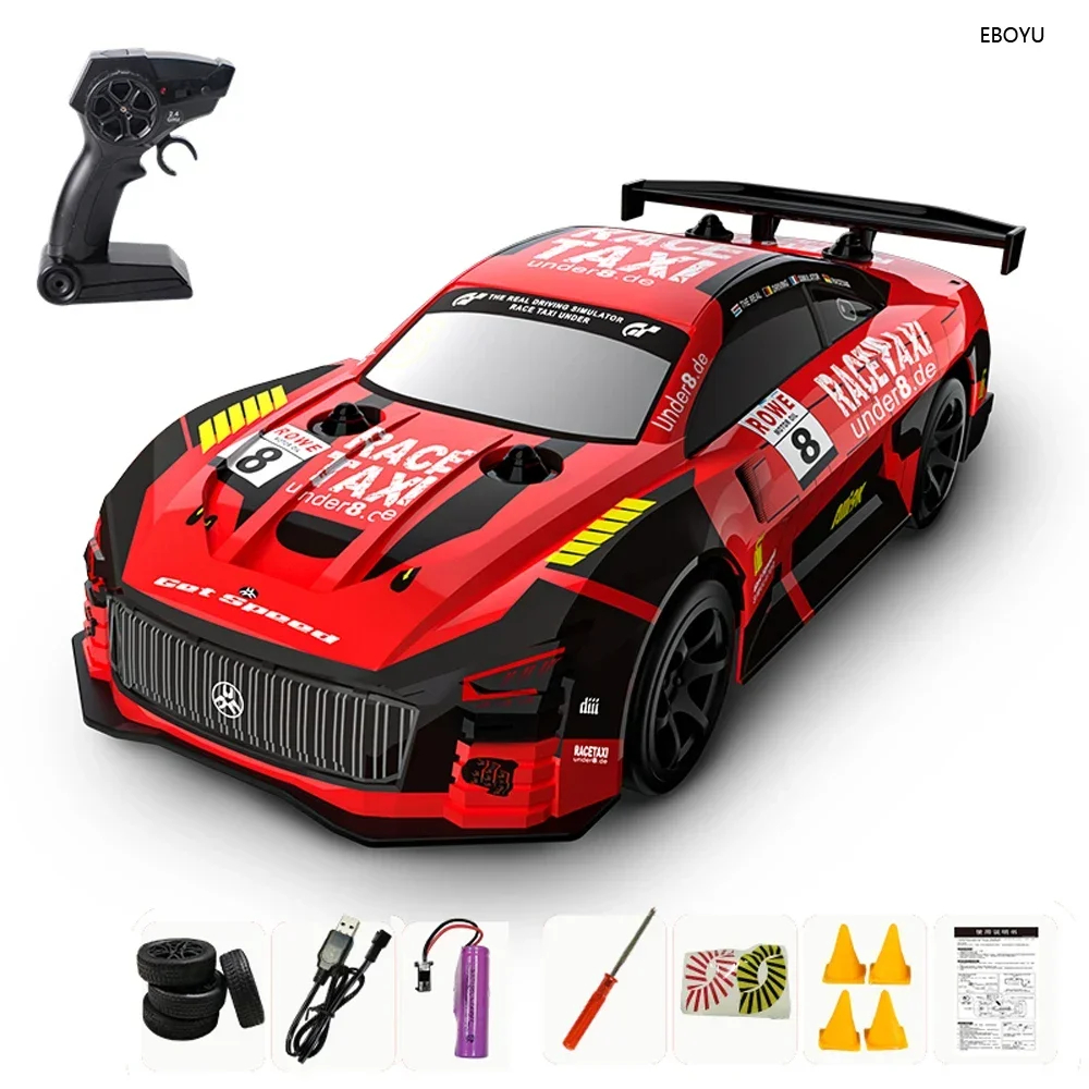 NM58970 Q165 RC Car Super GT RC Sport Racing Drift Car 1-18 Remote Control Module 4WD RTR Car with Extra Drift Tires Gift Toys - Red & Yellow