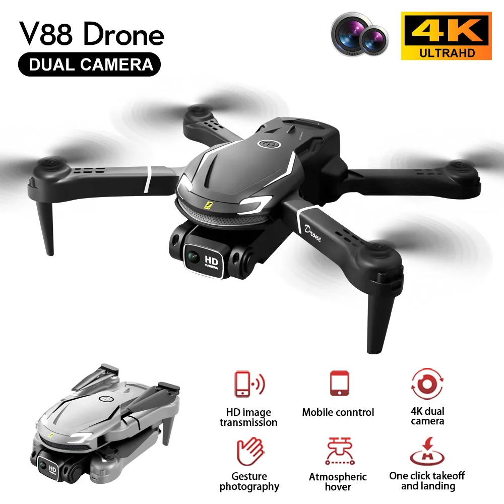 NM58973 V88 8K Wide-angle Dual-camera Drone Professional Aircraft Intelligent Obstacle Avoidance RC Toy FPV Optical Flow Drone