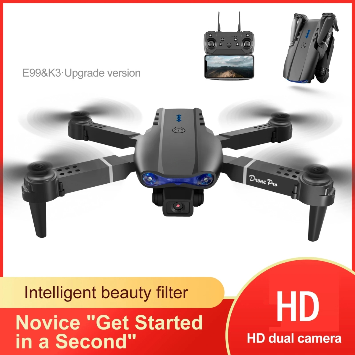 NM59014 Wi-Fi FPV Aerial Photography Helicopter RC Mini Drone 4K Dual HD Camera Foldable Quadcopter Drone Kid Toys Gifts -  UNO1RC