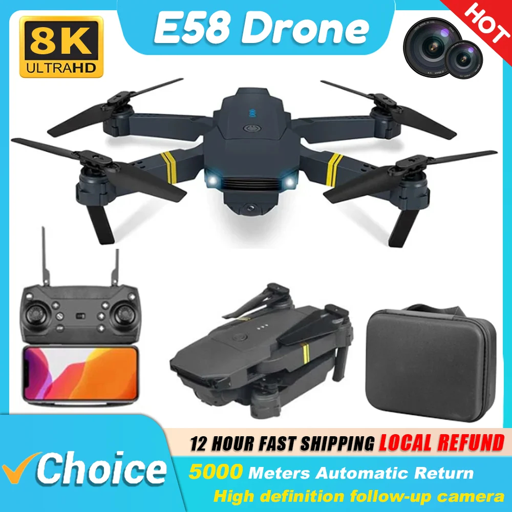 NM59021   E58 Mini Drone Wi-Fi FPV Altitude Hold Foldable Quadcopter with Battery 1080P 4K HD Camera RC Helicopter Toys Drone Gift -  UNO1RC