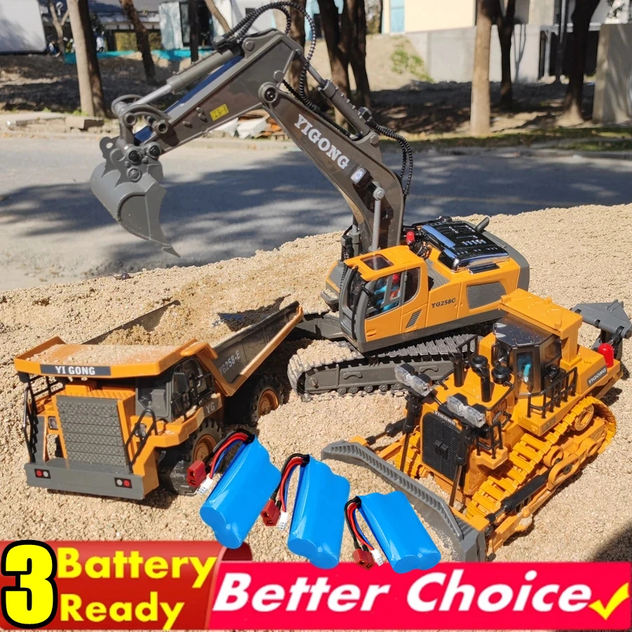 NM59254 Children Remote Control Excavator RC Car Alloy Dump Truck Bulldozer Engineering Off Road 4x4 Vehicle Boy Girl Toy Kids Gift