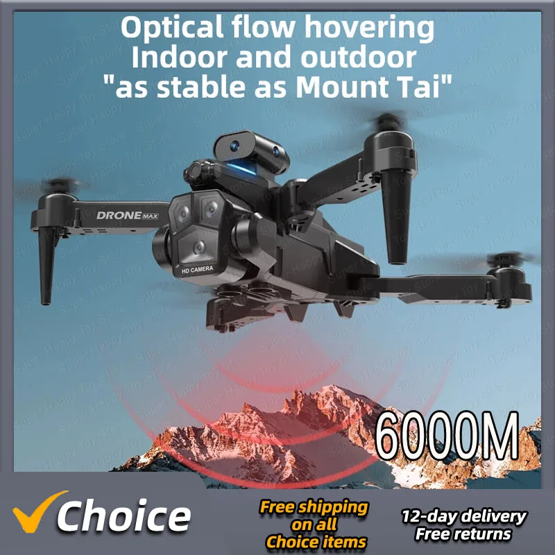 NM59300 C10 Max 6000M GPS RC Drone HD Optical Flow Positioning Obstacle Avoidance Gesture Photography Foldable Quadcopter Toy Gifts - Multi Color