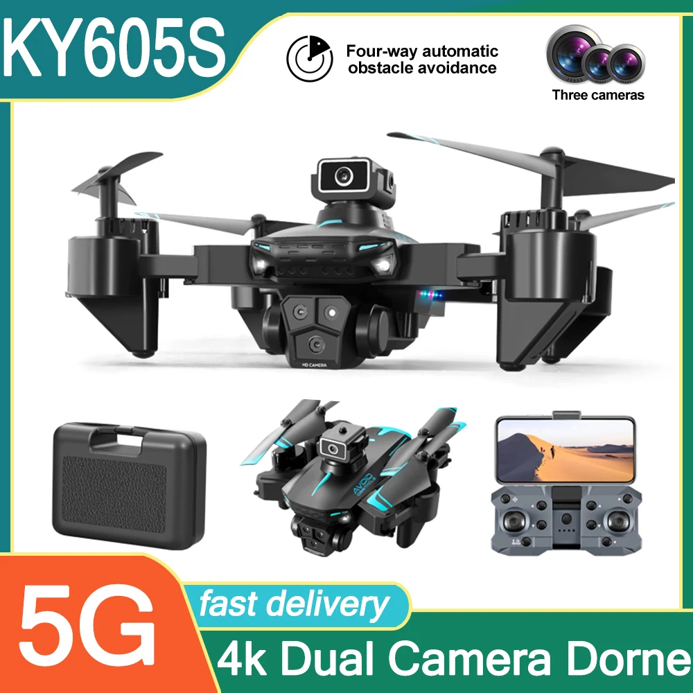 NM59384 Professional Drone Intelligent Obstacle Avoidance Drone Childrens Remote Control Drone Toy 5G Transmission FPV Shooting Drone - Blue & Yellow