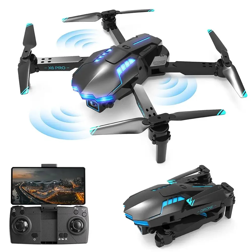 NM59397 X6 PRO Drone with Camera for Beginners 4K HD Camera Wi-Fi FPV Drones 120 deg Adjustable Lens Foldable RC Quadcopter Toys