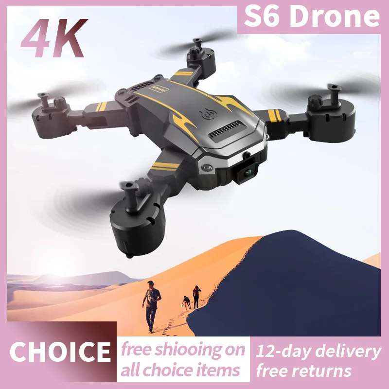 NM59412 S6 Aerial Drone Professional 8K HD Dual Cameras Obstacle Avoidance Wi-Fi Photography RC FPV Foldable Remote Control Toys - Black & Blue