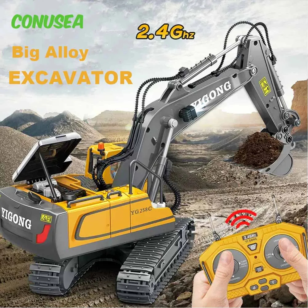NM59432 Excavator Bulldozer Truck Toys for Boy 2.4G Remote Control Dumper Engineering Vehicle Tractor Crawler Birthday Gift Child - Yellow & Black