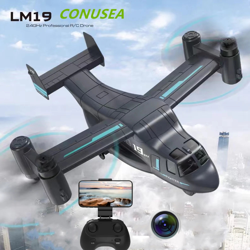 NM59796 Camera Drone 480P Wi-Fi FPV Drones RC Drone Remote Control Helicopter Land Air Model Quadcopter RC Plane Min UFO Toys for Boys - Black