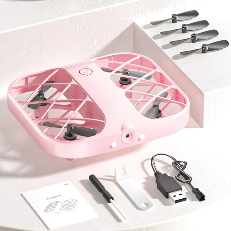 NM59804 H107 Pink Mini Drone 8K Quadcopter with Camera Real-Time Transmission Mini Pocket UFO Small Remote Control Plane Toys