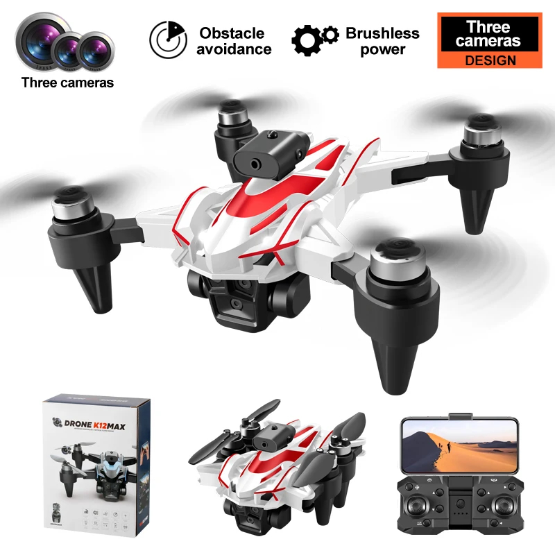 NM59834 Drone 360 Deg Laser Obstacle Avoidance 4K HD Three Camera Brushless Motor GPS Return Parking Apron RC Quadcopter Drone Toys
