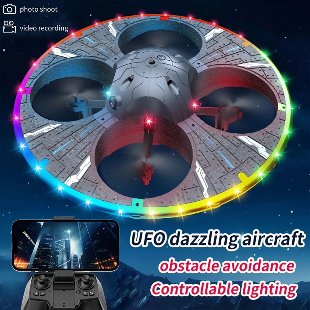 NM59888 Drones Foam Mini Drone with Multiple Light Intelligent Obstacle Avoidance Aerial Camera Four Axis Aircraft Childrens Toy