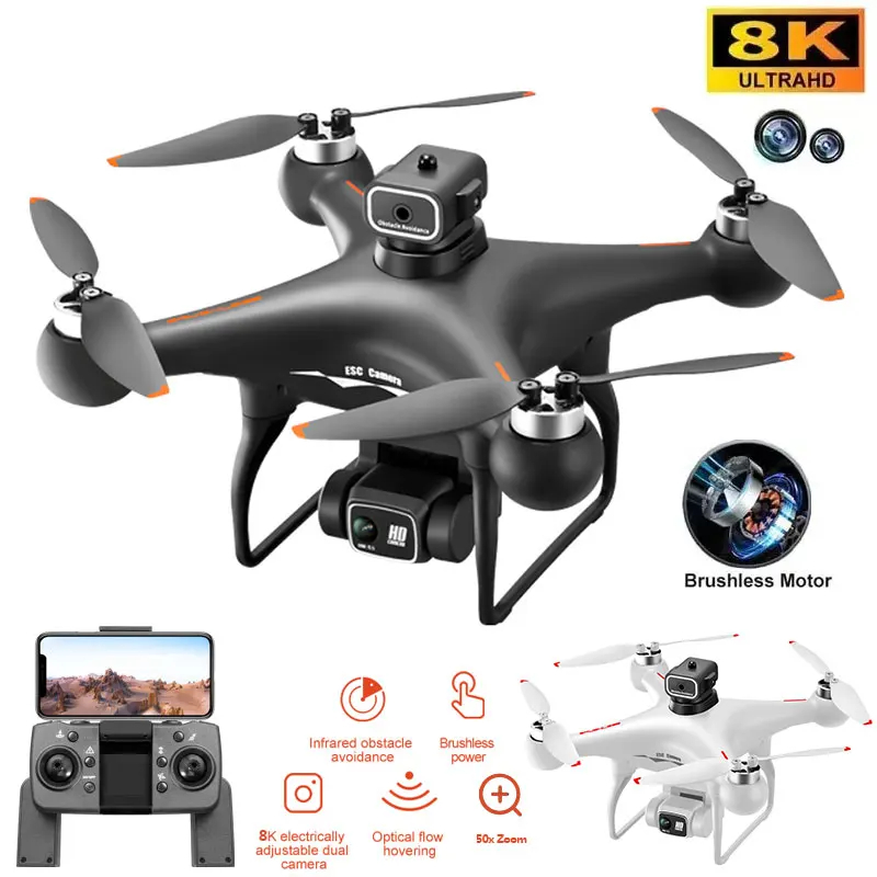 NM59901 Max Drone Professional 8K Wi-Fi FPV Camera 360 Deg Obstacle Avoidance Brushless Motor RC Quadcopter Mini Drones Toy - Black & White