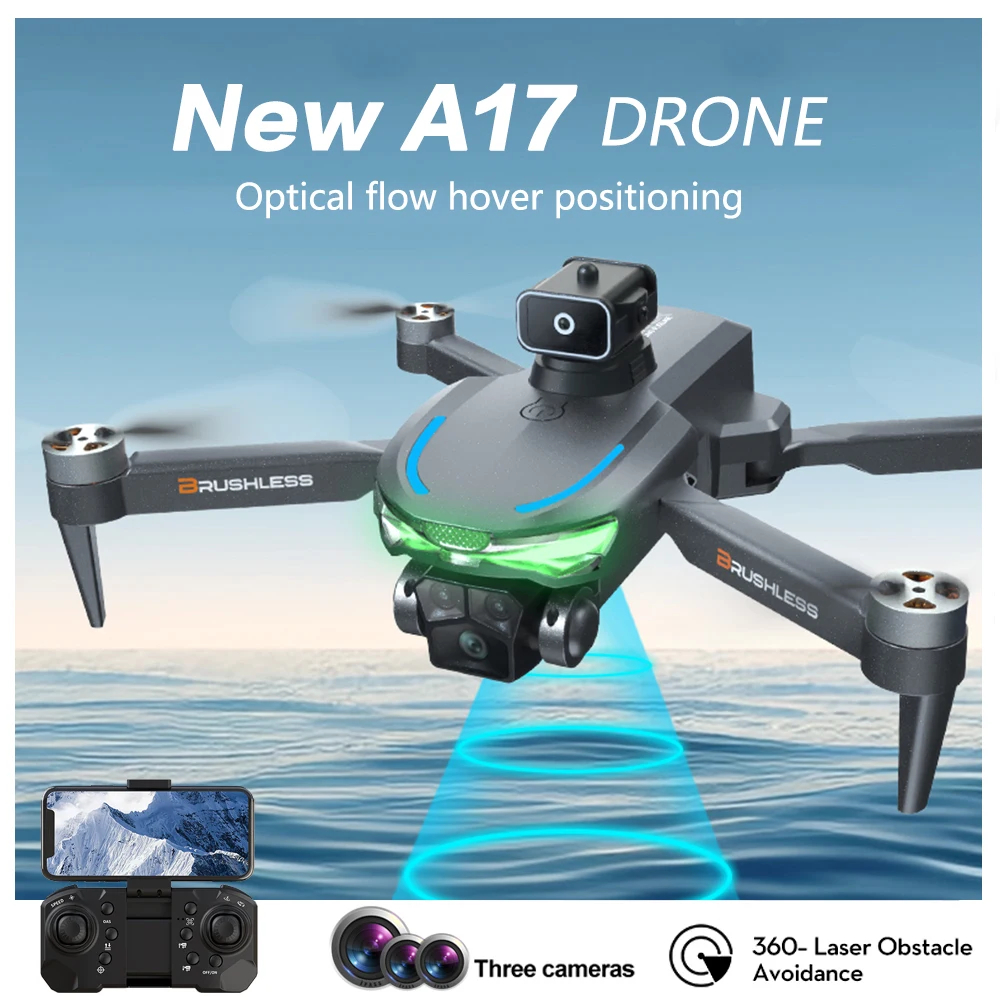 Drone Wi-Fi FPV 360 Deg Laser Obstacle Avoidance Brushless Motor 4K HD Dual Camera Optical Flow Localization RC Quadcopter Toys - Gray & Silver