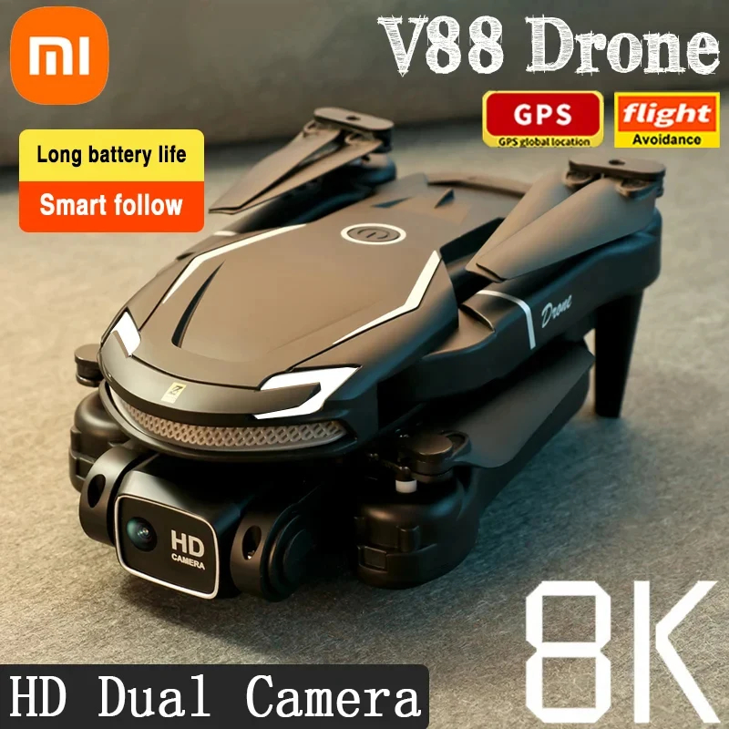 NM59955 V88 Drone 8K Professional Aerial Photography Remote Control Aircraft HD Dual Camera Quadcopter Toy UAV with Parking Apron -  UNO1RC