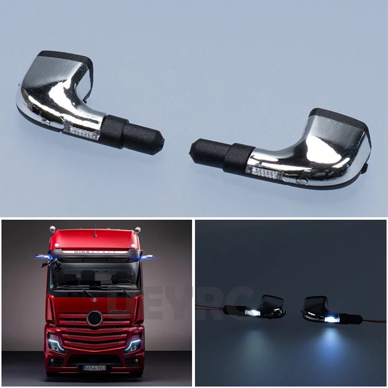 NM59990 Simulation Electronic Rearview Mirror Parts for 1 by 14 Tamiya RC Dump Truck Benz ACTROS 3363 Arocs Car Accessories - Black
