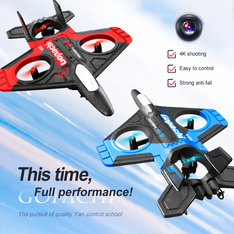 NM60038 Plane Aero Jet Drone Remote Control Airplane 2.4G 4K Camera Fighter Hobby Plane Glider Airplane Foam RC Drone Toy - Blue & Red