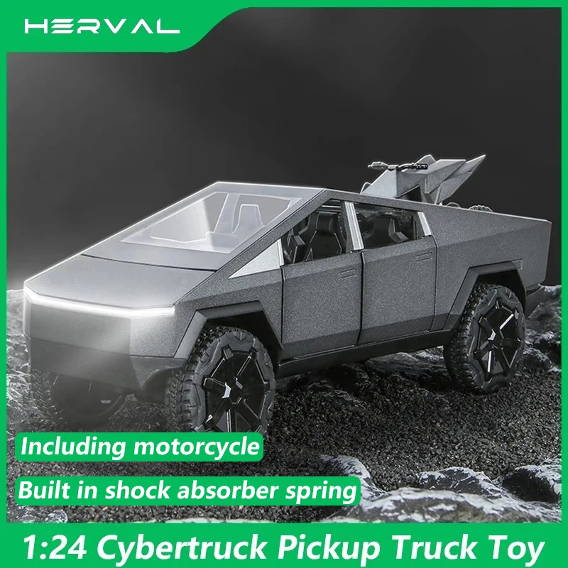 NM60065 Cybertruck Pickup Truck Toy Car for Tesla Model Alloy Diecast with Sound & Light Pull Back Off-road Vehicle Toy Boys Gift