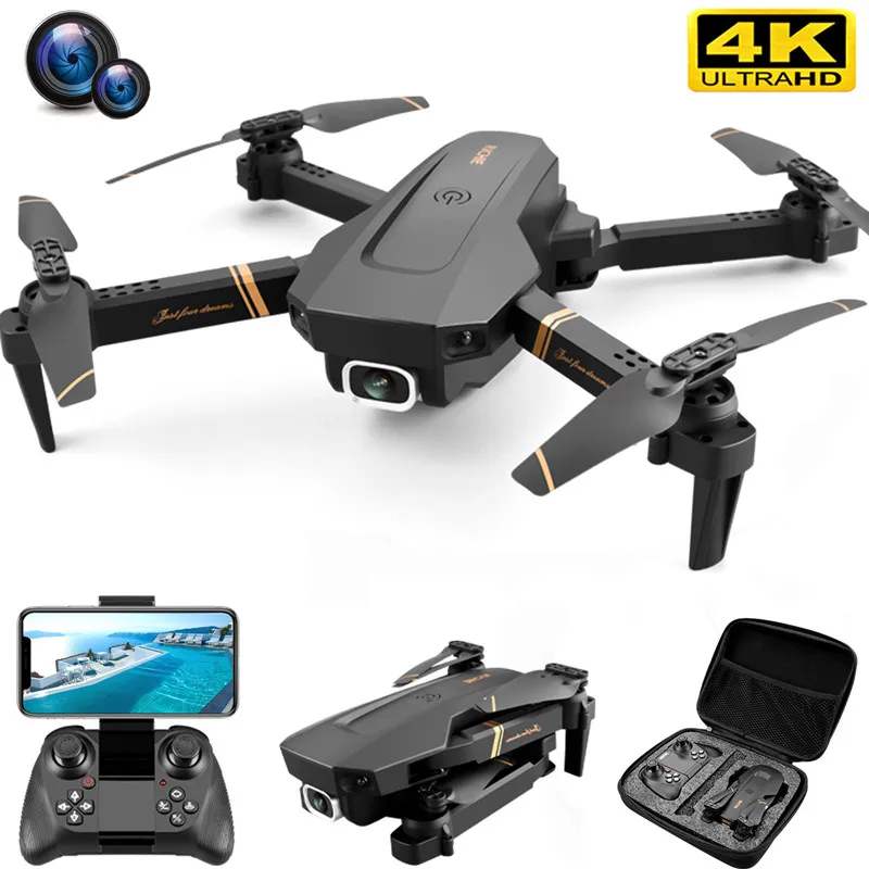 NM59756 RC Drone 4K HD Wide Angle Camera 1080P Wi-Fi FPV Drone Dual Camera Quadcopter Real-time Transmission Helicopter Drone Gift Toys - Black -  UNO1RC