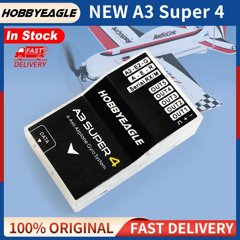 NM59832 A3 Super 4 A3S4 Super4 Flight Controller 6-axis Airplane Gyro & Stabilizer System Standard RC Airplane Fixed-Wing - Black