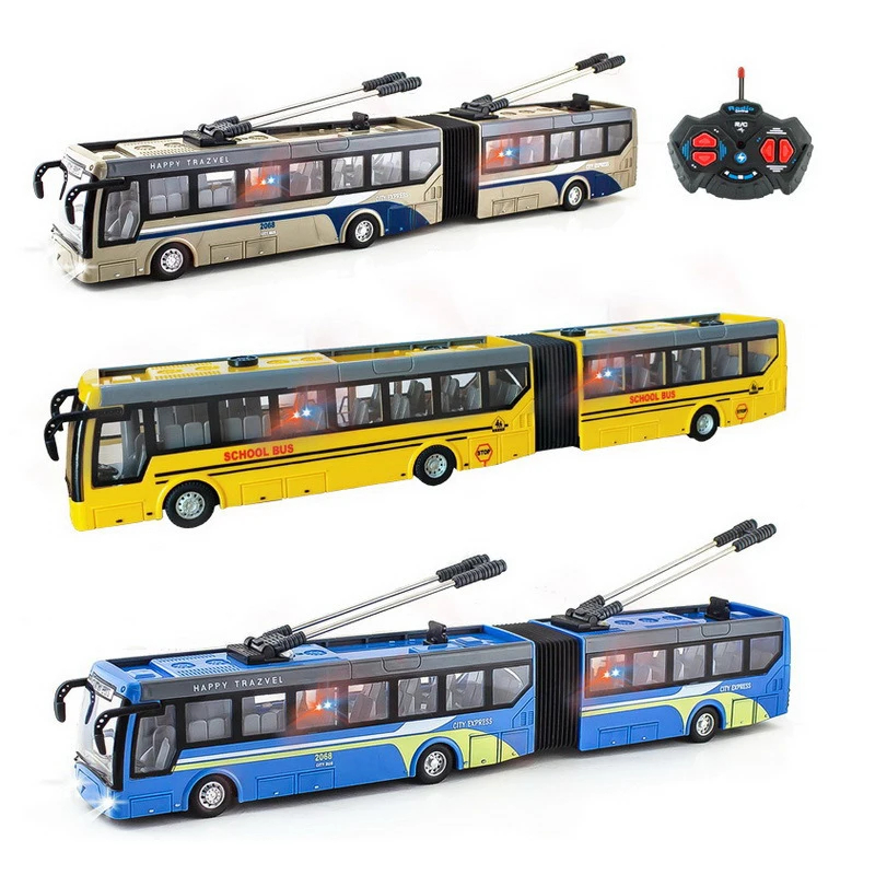 NM59840 4CH RC Bus Toy with Lights Electric Tourist Sightseeing Bus Simulation Campus Vehicle Kids Toy Car Boy Gift