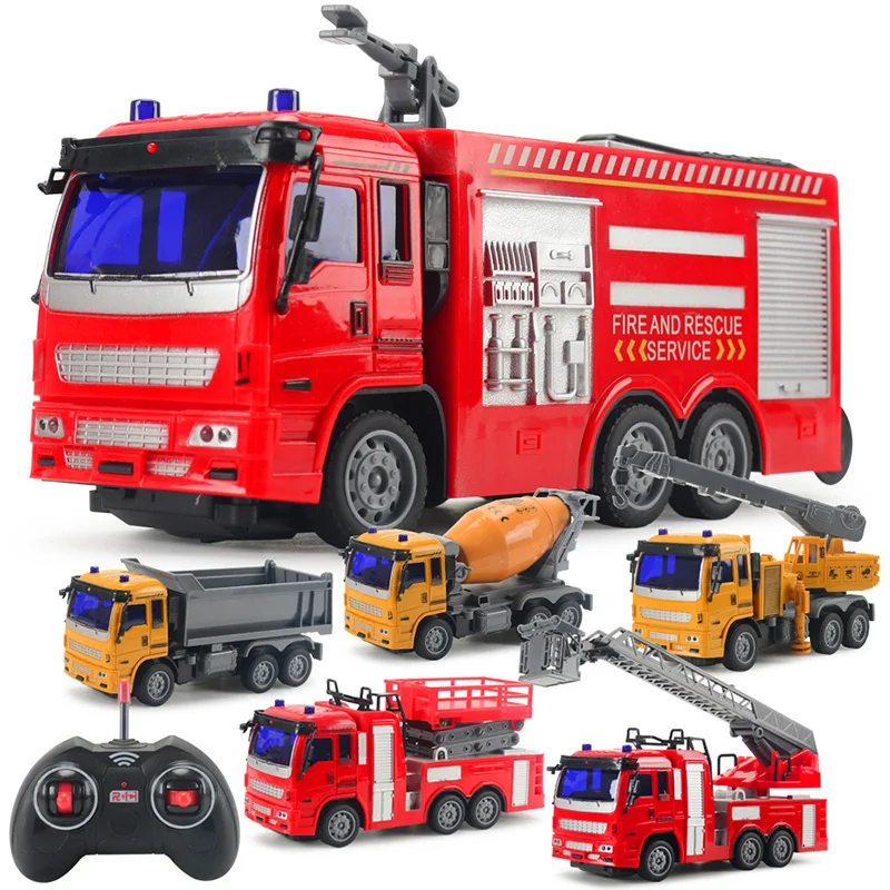 NM59872 Engineering Truck Mixing Crane Water Spouting Fire Truck Remote Dump Car Model Childrens Toys Boys Birthday Christmas Gifts
