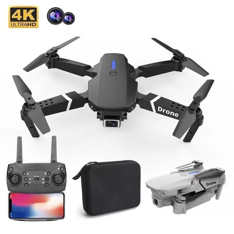 NM59895 Quadcopter E88 E525 Pro Wi-Fi FPV Drone with Wide Angle HD 4K 1080P Camera Height Hold RC - Black -  UNO1RC