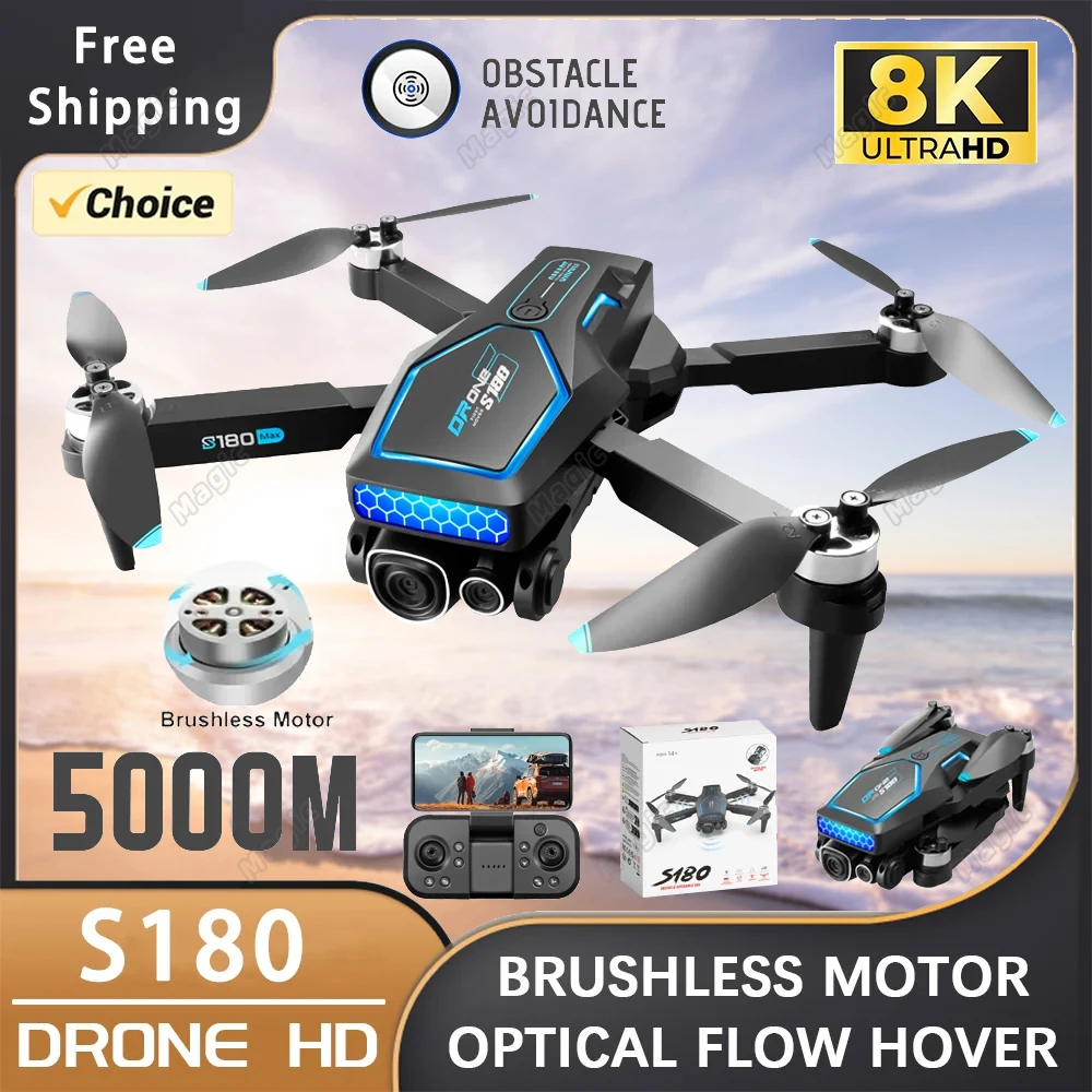 NM59906 S180 RC Drone 8K Camera Professional GPS Wi-Fi 5G 360 Deg Obstacle Avoidance Dual Brushless Motor Foldable Quadcopter Toy