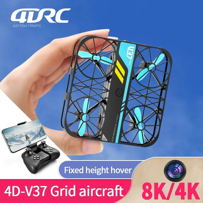 NM59924 V37 Mini Drone 6K HD Camera Grid Aircraft Full Protection Pocket UVA Aerial Photography Fixed Height Student RC Airplane