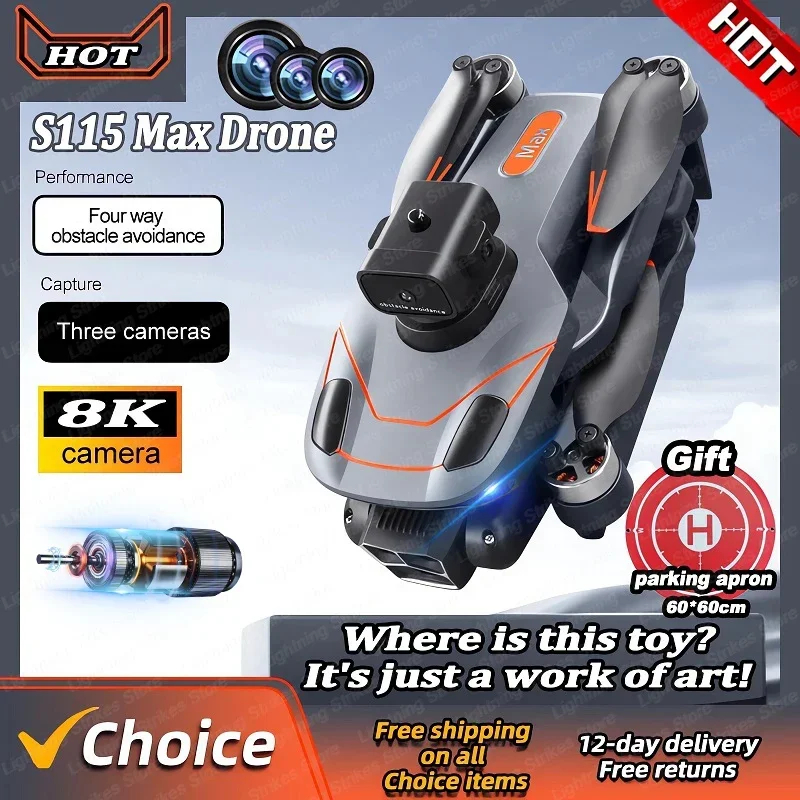 NM59960 S115 Max 5G GPS Brushless Drone 8K Professional Dual Camera Obstacle Avoidance Optical Flow Position RC Drone Gifts Toys -  UNO1RC