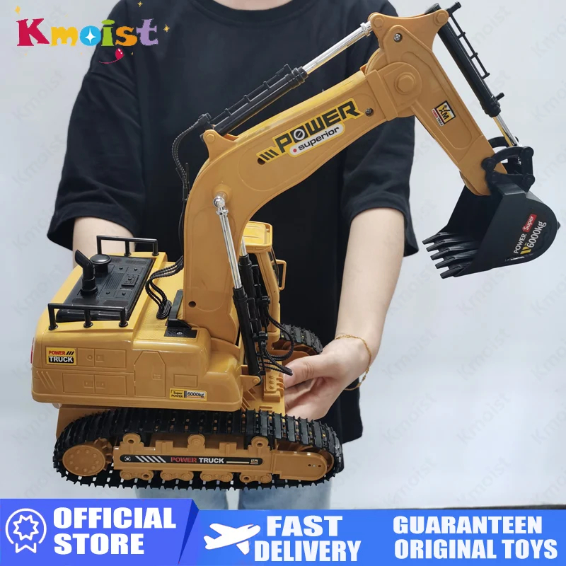NM60093 Remote Controlled Truck Excavator Radio Control Car Tractor Engineering Building Construction RC Car Toys for Boys Gifts - Khaki