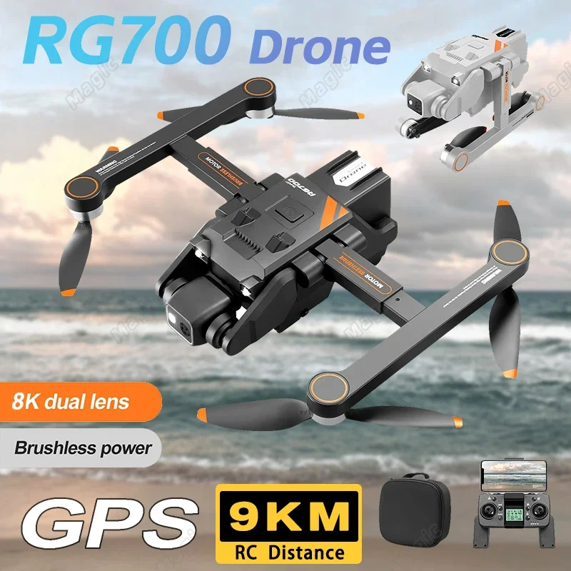 NM60100 RG700 Drone 8K HD Dual Camera GPS Return-to-Home Obstacle Avoidance Brushless Motor Foldable Four-Axis RC Helicopter Toys