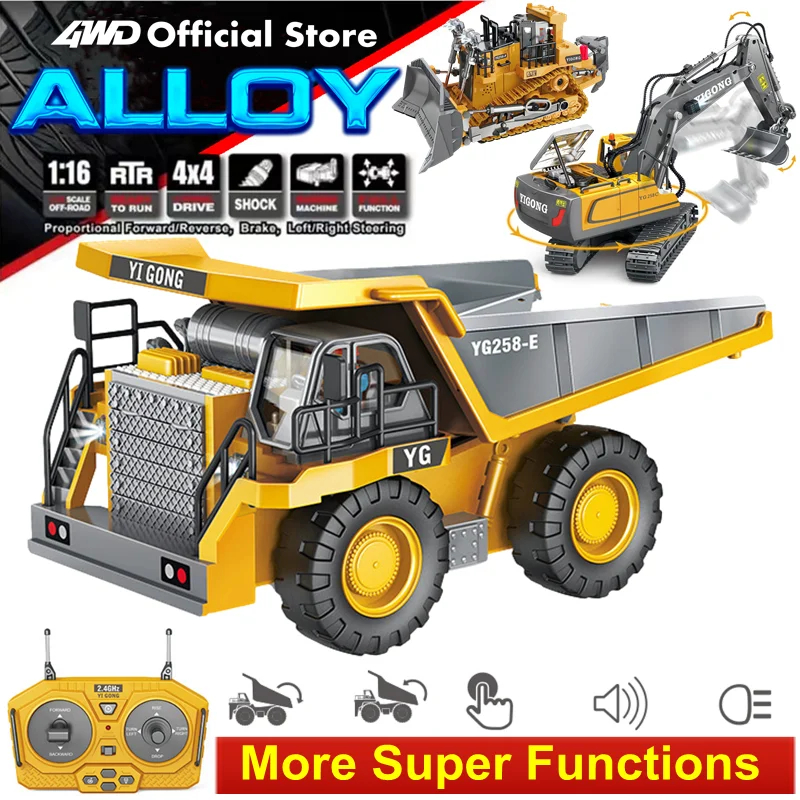 NM59816 Super Engineering Vehicle Remote Control RC Car Radio Off Road 4x4 Excavator Dump Truck Bulldozer Kids Toys Gift