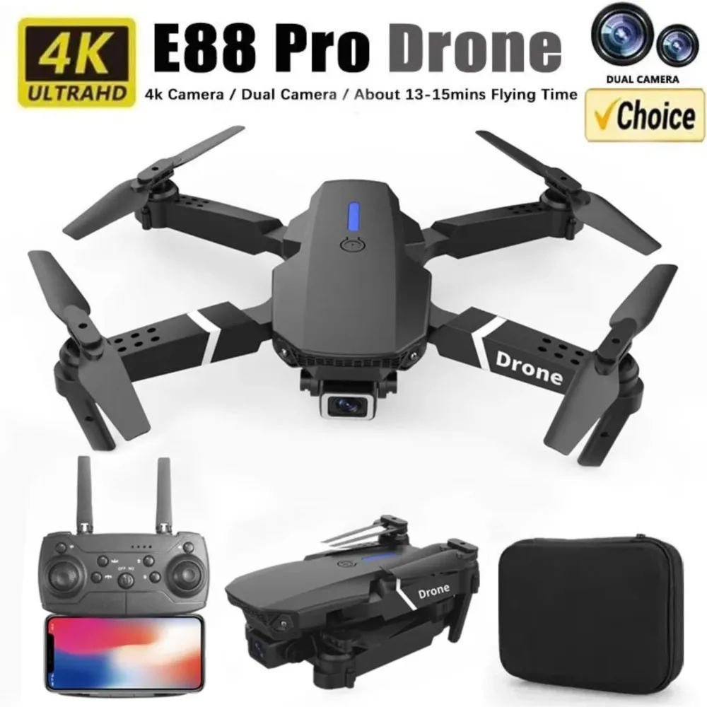 NM59910 RC Drone 4K Professional with Wide Angle Dual HD Camera Foldable RC Helicopter Wi-Fi FPV Height Hold Apron Sale Quadcopter - Black & White