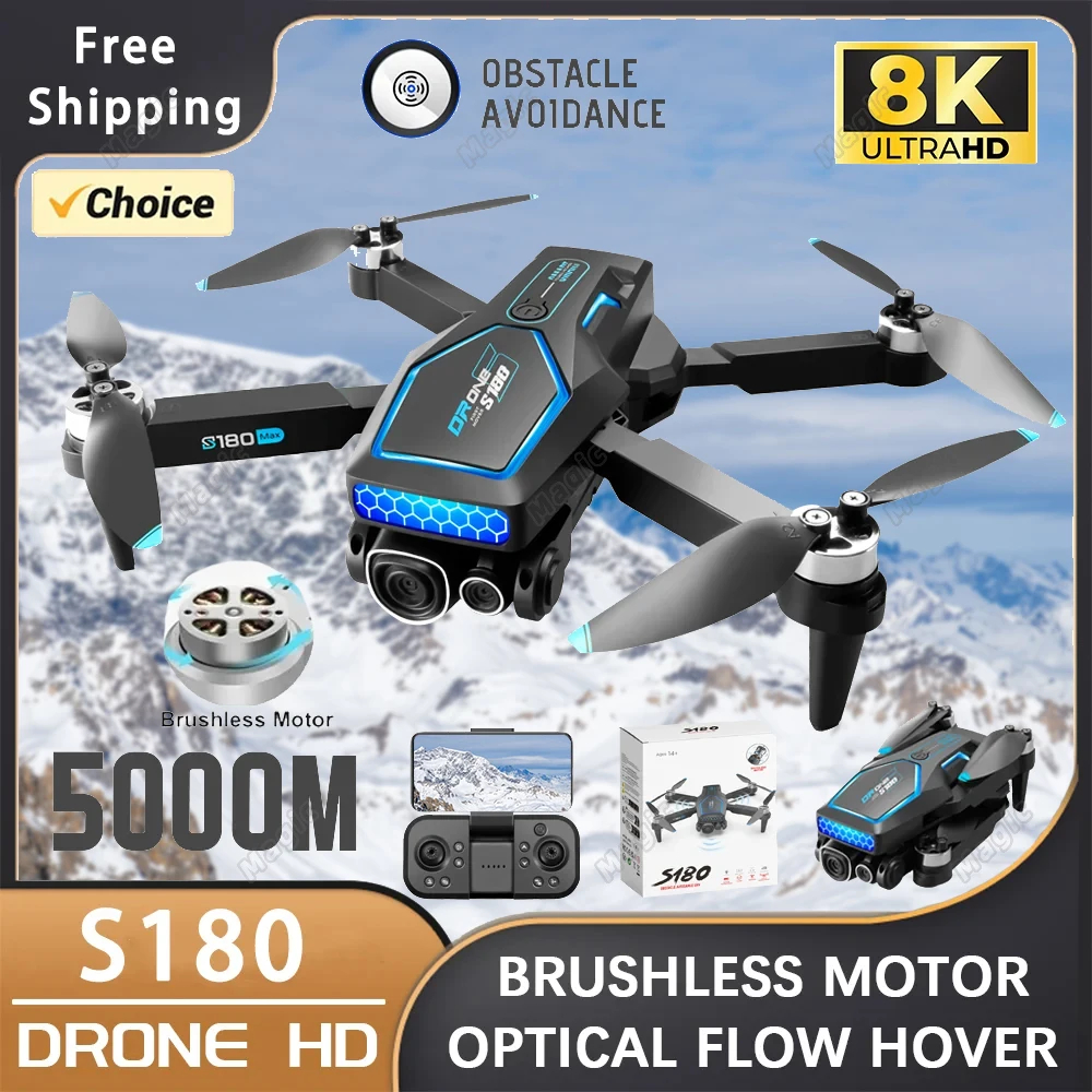 NM59923   S180 RC Drone 8K Camera HD Professional GPS Wi-Fi 5G 360 Deg Obstacle Avoidance Dual Brushless Motor Foldable Toy
