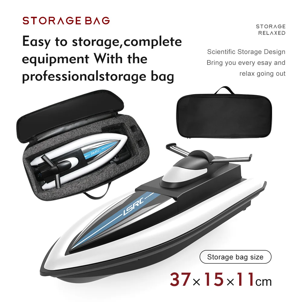 NM59942 RC High Speed Boat LSRC-B8 Waterproof Model Electric Racing Speedboat Dual Motors 25km-hour Toys Boys - Black & Red
