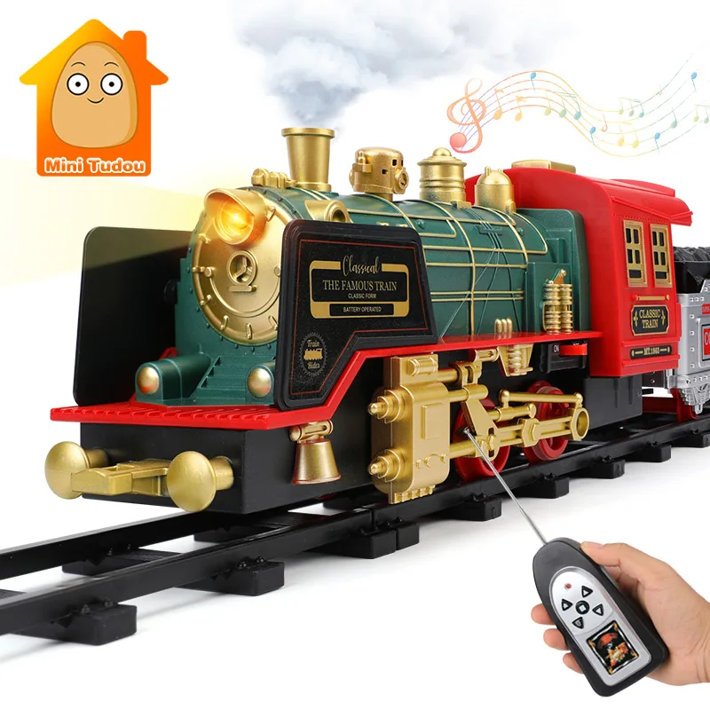 NM60027 Control Track Train Car Classical Simulation Water Steam Electric Railway Set Christmas Gift Educational Toy for Children