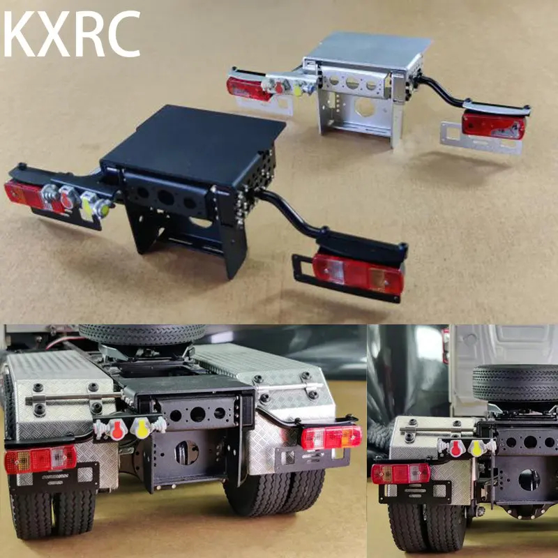 NM60176 Heavy Trailing Beam Upgrade Tail Light Bracket for 1 by 14 Tamiya RC Truck Trailer Tipper Scania 770S R730 Actros Man Part - Sliver & Black
