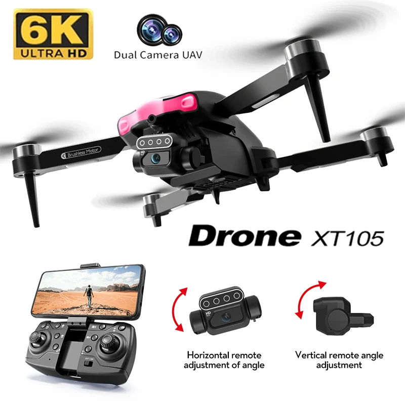 NM60216 XT105 Drone 5G Wi-Fi FPV Brushless Motor GPS Return 8K HD Dual Camera 360 Deg Laser Obstacle Avoidance RC Quadcopter Drone Toys