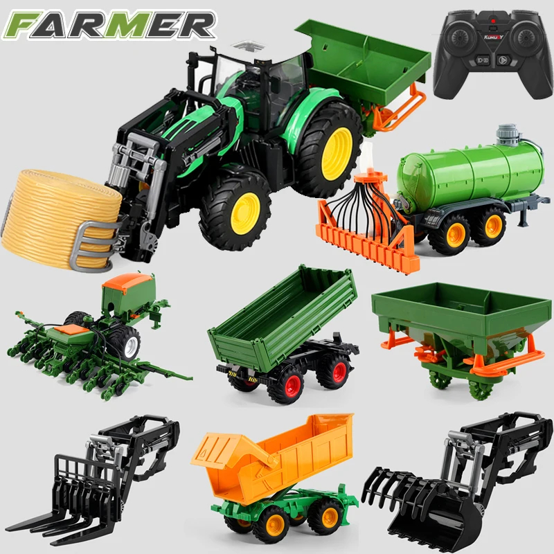 NM60229 Simulation Electric RC Car Farmer Tractor Combine Harvester Multi Accessory Farm Remote Control Car Christmas Gifts