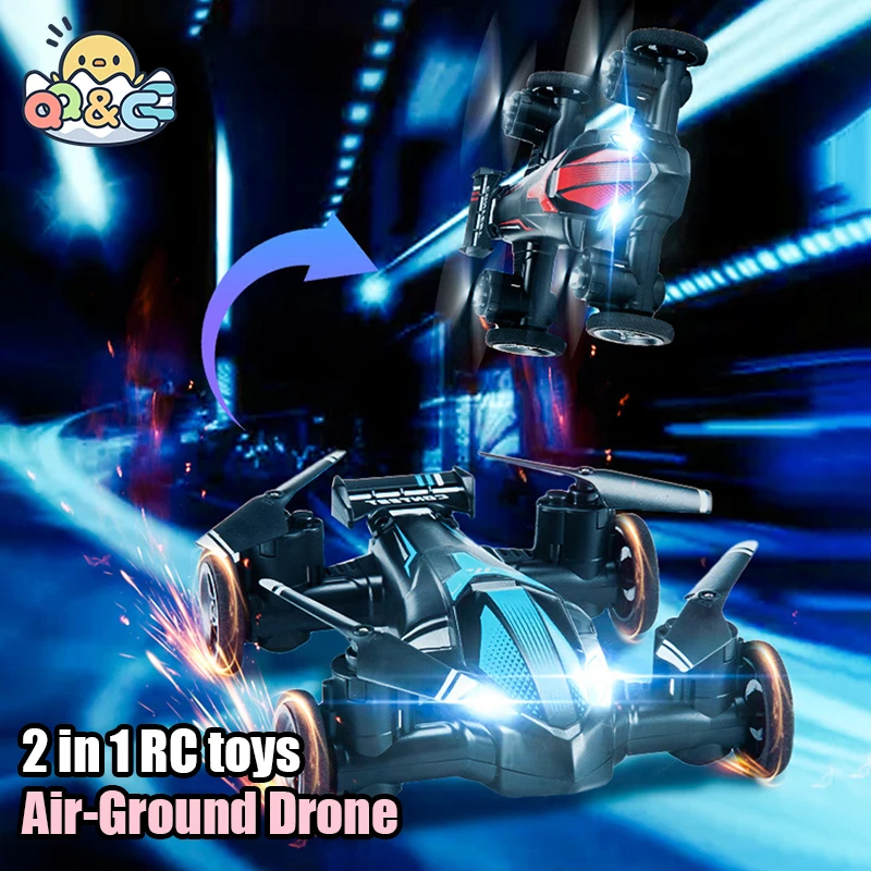 NM60253 2in1 Mini Drone Air-Ground Flying Car 2.4G Dual Mode Racing Professional RC Car Quadcopter Drone Children Off-road Toy Drone - Blue & Red