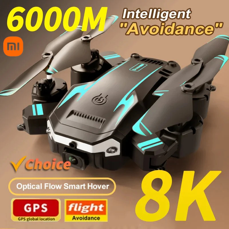 NM60275 MIJIA G6 Drone 8K HD Dual Camera Four Sided Obstacle Avoidance RC Helicopter Professional Foldable Quadcopter Toy - Blue & Yellow