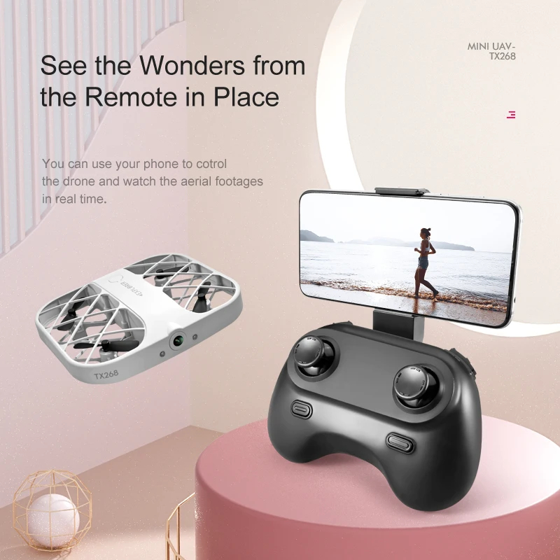 NM60316 H107 Mini Drone 8K 4K Quadcopter with Camera Real-Time Transmission Mini Pocket UFOToy Boy Small Remote Control Plane - White & Blue