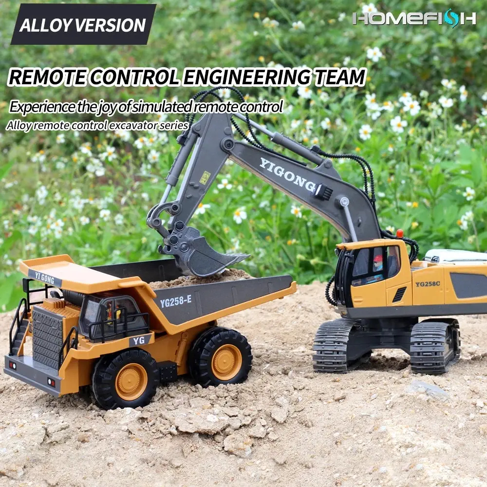 NM60323 Toy Remote Control Excavator 2.4G Multifunctional Engineering Vehicles & Digging 11 Function Childrens Gift Toy Car